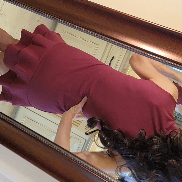 Boohoo cute deep burgandy mock turtleneck dress, Sz 6(XS) - Picture 5 of 16